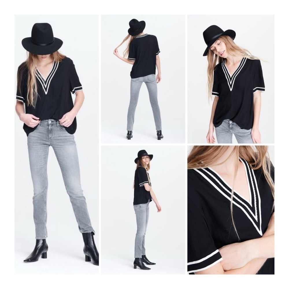 rag & bone Althea Twill V-Neck Relaxed Fit T-Shirt